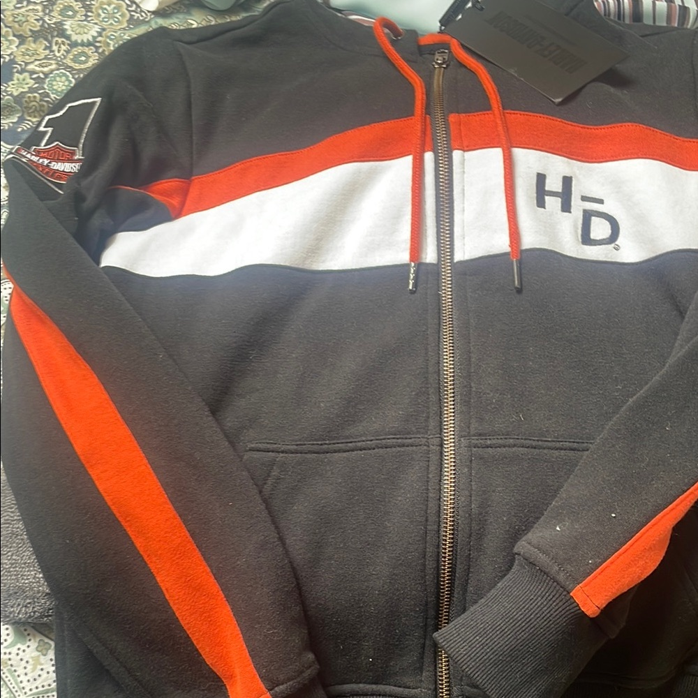 Harley-Davidson Black and Orange Hoodie